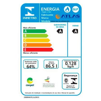 Fogão 5 Bocas Branco com Mesa Inox Atlas Atenas Bivolt - Atlas Eletrodomésticos Imagem de Fogão 5 Bocas Branco com Mesa Inox Atlas Atenas Bivolt