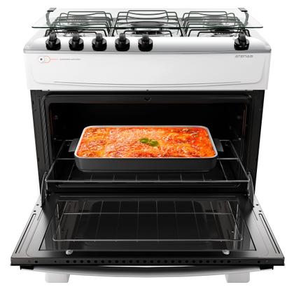 Fogão 5 Bocas Branco com Mesa Inox Atlas Atenas Bivolt - Atlas Eletrodomésticos Imagem de Fogão 5 Bocas Branco com Mesa Inox Atlas Atenas Bivolt