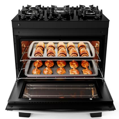 Imagem de Fogão 5 Bocas Com Mesa de Vidro Atlas Agile Up Glass Luz De Forno Bivolt