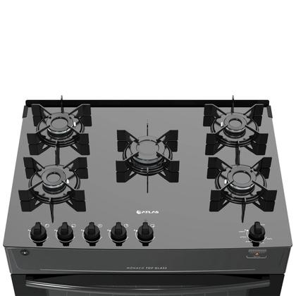 Imagem de Fogão 5 Bocas Com Mesa de Vidro Atlas Mônaco Top Glass Bivolt