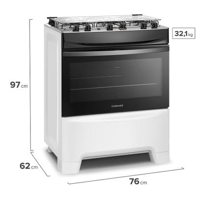 Imagem de Fogão 5 Bocas Continental Branco Automático com TOPLimpaFácil (FC5IB) Premium