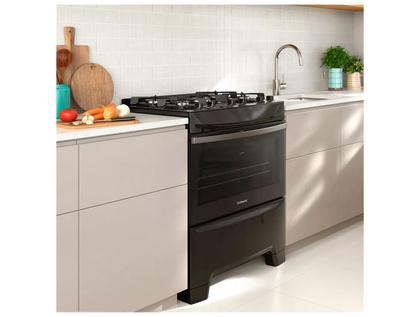 Imagem de Fogão 5 Bocas Continental Inox Mesa de Vidro Preto Tripla Chama FC5GB