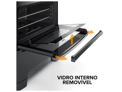 Imagem de Fogão 5 Bocas Continental Inox Mesa de Vidro Preto Tripla Chama FC5GB