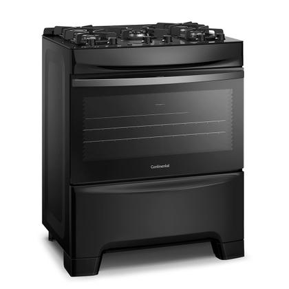 Fogão 5 Bocas Continental Preto Mesa de Vidro, Forno Eco Turbo e Tripla Chama (FC5GB) Imagem de Fogão 5 Bocas Continental Preto Mesa de Vidro, Forno Eco Turbo e Tripla Chama (FC5GB)