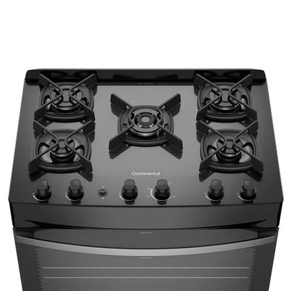 Fogão 5 Bocas Continental Preto Mesa de Vidro, Forno Eco Turbo e Tripla Chama (FC5GB) Imagem de Fogão 5 Bocas Continental Preto Mesa de Vidro, Forno Eco Turbo e Tripla Chama (FC5GB)