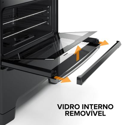 Fogão 5 Bocas Continental Preto Mesa de Vidro, Forno Eco Turbo e Tripla Chama (FC5GB) Imagem de Fogão 5 Bocas Continental Preto Mesa de Vidro, Forno Eco Turbo e Tripla Chama (FC5GB)