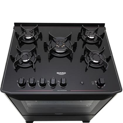 Imagem de Fogão 5 bocas Dako Magister Preto com Mesa de Vidro e Tripla Chama - Bivolt