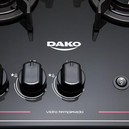 Imagem de Fogão 5 bocas Dako Magister Preto com Mesa de Vidro e Tripla Chama - Bivolt
