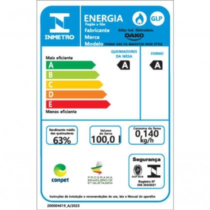 Imagem de Fogão 5 Bocas Dako Magister Style Espelhado Com Mesa Inox Preto Bivolt