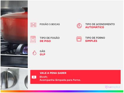 Fogão 5 Bocas Dako Preto Mesa de Vidro Magister Imagem de Fogão 5 Bocas Dako Preto Mesa de Vidro Magister