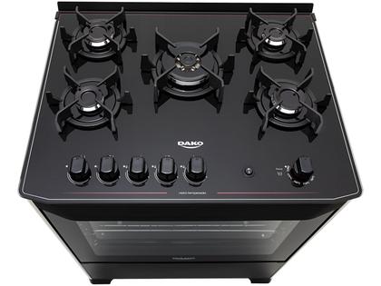 Fogão 5 Bocas Dako Preto Mesa de Vidro Magister Imagem de Fogão 5 Bocas Dako Preto Mesa de Vidro Magister