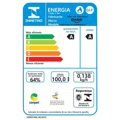 Imagem de Fogão 5 bocas Dako Supreme Branco 5 bocas com acendimento automático e Forno de 100L - Bivolt