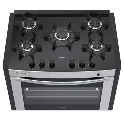 Imagem de Fogão 5 Bocas de Embutir Venax Gaudi Prisma Vitreo Bl Gas Glp Inox