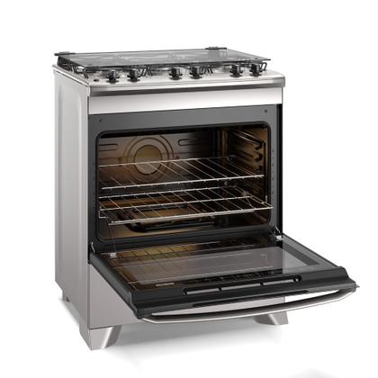 Fogão 5 bocas Electrolux Cinza Efficient com Mesa Inox, PerfectCook e VaporBake (FE5IC) Imagem de Fogão 5 bocas Electrolux Cinza Efficient com Mesa Inox, PerfectCook e VaporBake (FE5IC)