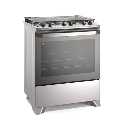 Fogão 5 bocas Electrolux Cinza Efficient com Mesa Inox, PerfectCook e VaporBake (FE5IC) Imagem de Fogão 5 bocas Electrolux Cinza Efficient com Mesa Inox, PerfectCook e VaporBake (FE5IC)