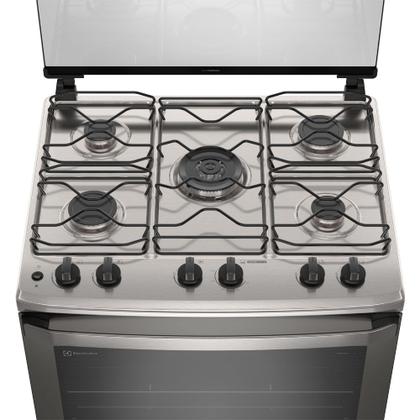 Fogão 5 bocas Electrolux Cinza Efficient com Mesa Inox, PerfectCook e VaporBake (FE5IC) Imagem de Fogão 5 bocas Electrolux Cinza Efficient com Mesa Inox, PerfectCook e VaporBake (FE5IC)