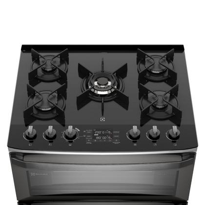 Imagem de Fogão 5 bocas Electrolux Cinza Expert Função Air Fryer, 2 Fornos, Grill e Timer (FE5AD)