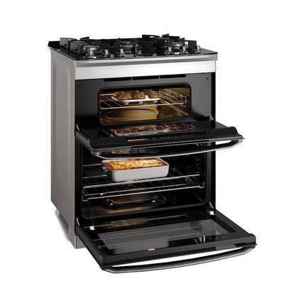 Imagem de Fogão 5 bocas Electrolux Cinza Expert Função Air Fryer, 2 Fornos, Grill e Timer (FE5AD)