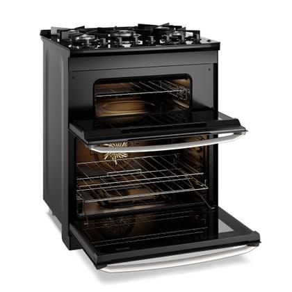 Fogão 5 bocas Electrolux Preto Experience 2 Fornos, Mesa de Vidro e PerfectCook360 (FE5DP) Imagem de Fogão 5 bocas Electrolux Preto Experience 2 Fornos, Mesa de Vidro e PerfectCook360 (FE5DP)