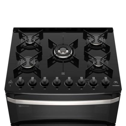 Fogão 5 bocas Electrolux Preto Experience 2 Fornos, Mesa de Vidro e PerfectCook360 (FE5DP) Imagem de Fogão 5 bocas Electrolux Preto Experience 2 Fornos, Mesa de Vidro e PerfectCook360 (FE5DP)
