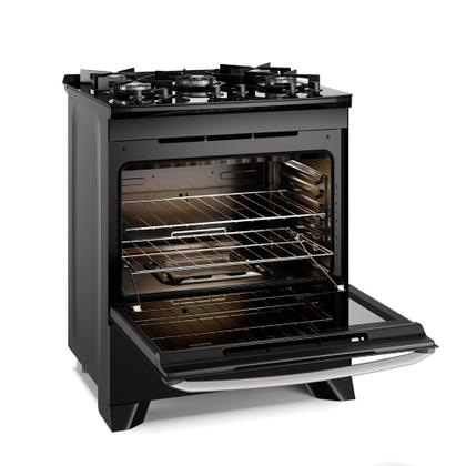 Imagem de Fogão 5 bocas Electrolux Preto Experience Mesa de Vidro, PerfectCook e VaporBake (FE5GP)