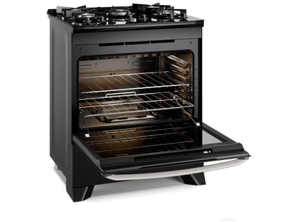 Fogão 5 Bocas Electrolux Preto Mesa de Vidro VaporBake FE5GP Imagem de Fogão 5 Bocas Electrolux Preto Mesa de Vidro VaporBake FE5GP