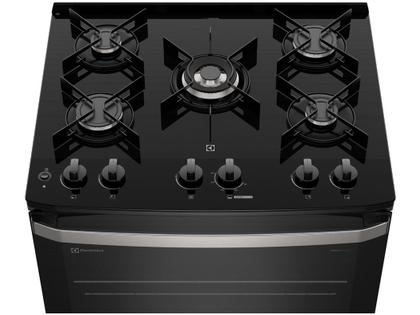 Fogão 5 Bocas Electrolux Preto Mesa de Vidro VaporBake FE5GP Imagem de Fogão 5 Bocas Electrolux Preto Mesa de Vidro VaporBake FE5GP