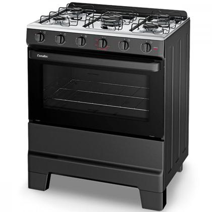 Imagem de Fogão 5 Bocas Esmaltec Ideal Pop Super Chama Limpa Fácil Preto Inox F5ISP