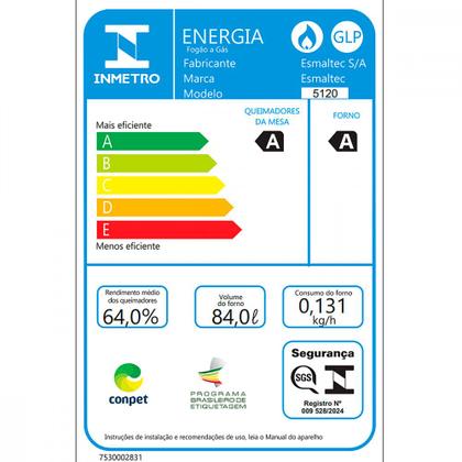 Imagem de Fogão 5 Bocas Esmaltec Ideal Pop Super Chama Limpa Fácil Preto Inox F5ISP