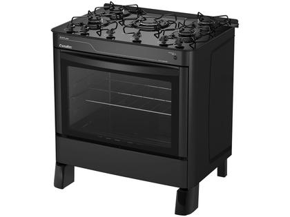 Imagem de Fogão 5 Bocas Esmaltec Preto Mesa de Vidro Agata Glass