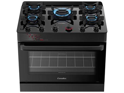 Imagem de Fogão 5 Bocas Esmaltec Preto Mesa de Vidro Esmaltec Ideal Top Glass