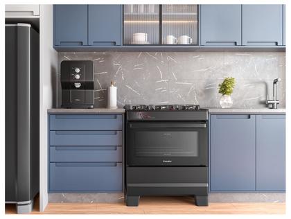 Imagem de Fogão 5 Bocas Esmaltec Preto Mesa de Vidro Esmaltec Ideal Top Glass