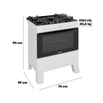 Imagem de Fogão 5 Bocas Itatiaia Electra Glass Plus com Mesa de Vidro e Acendimento Automático Branco Bivolt