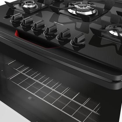 Imagem de Fogão 5 Bocas Mueller com Mesa de Vidro e Forno 81L Branco Bivolt - MFV5BF