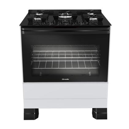 Imagem de Fogão 5 Bocas Mueller com Mesa de Vidro e Forno 81L Branco Bivolt - MFV5BF