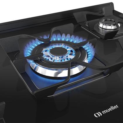 Imagem de Fogão 5 Bocas Mueller com Mesa de Vidro e Forno 81L Branco Bivolt - MFV5BF