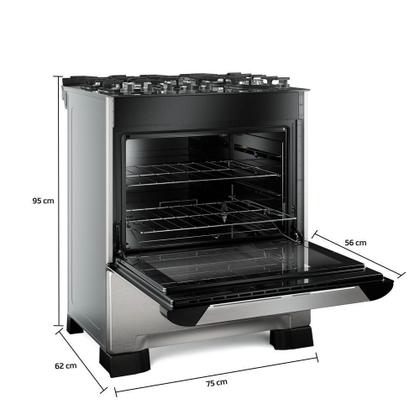 Imagem de Fogão 5 Bocas Mueller Decorato Vetro Inox com Timer