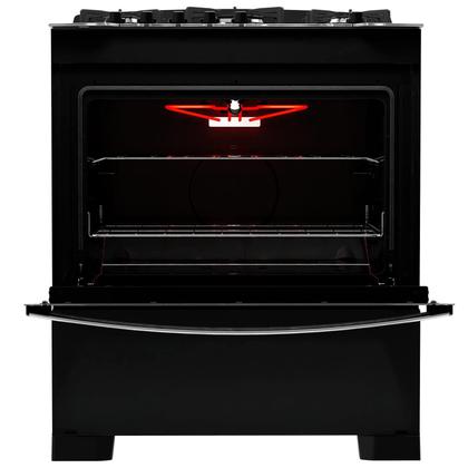 Imagem de Fogão 5 Bocas Preto com Frente em Vidro Preto e Timer Digital Dako Diplomata Grill Bivolt