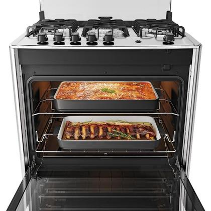 Imagem de Fogão 5 Bocas Preto Com Mesa De Inox Dako Magister Bivolt