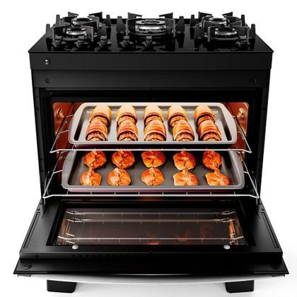 Imagem de Fogão 5 Bocas Preto com Mesa de Vidro Atlas Agile Up Bivolt