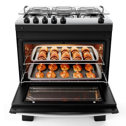 Imagem de Fogão 5 Bocas Preto com Mesa Inox Atlas Agile Up Bivolt