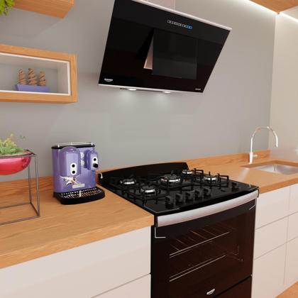 Imagem de Fogão 5 Bocas Preto com Tripla Chama Dako Diplomata Mesa de Vidro