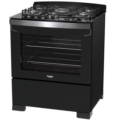 Imagem de Fogão 5 Bocas Preto com Tripla Chama Dako Diplomata Mesa de Vidro