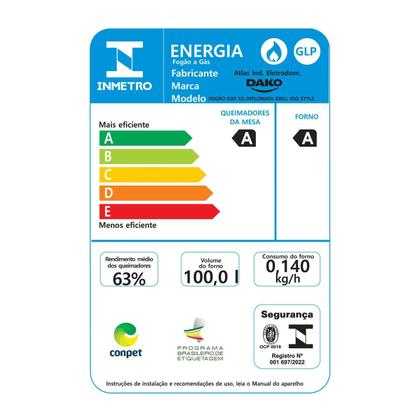 Imagem de Fogão 5 Bocas Preto Frente Vidro Espelhado e Timer Digital Dako Diplomata Glass Grill Style Bivolt