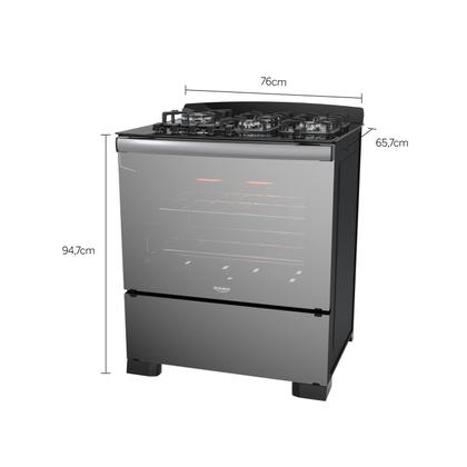 Imagem de Fogão 5 Bocas Preto Frente Vidro Espelhado e Timer Digital Dako Diplomata Glass Grill Style Bivolt