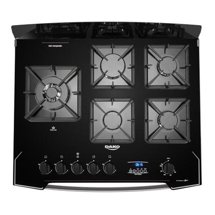 Imagem de Fogão 5 Bocas Preto Frente Vidro Espelhado e Timer Digital Dako Diplomata Glass Grill Style Bivolt