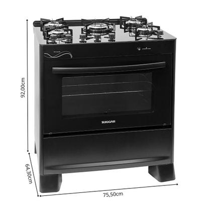 Imagem de Fogão 5 Bocas Suggar Mesa de Vidro Automático Neo Glass Preto