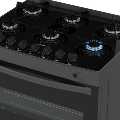 Imagem de Fogao 6 Bocas Venax Picasso Vitreo Grafite Gas Glp