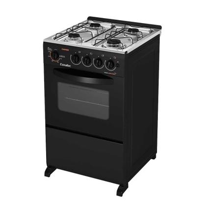 Imagem de Fogão a Gás 4 Bocas Automático Caribe Preto Mesa Inox - Esmaltec