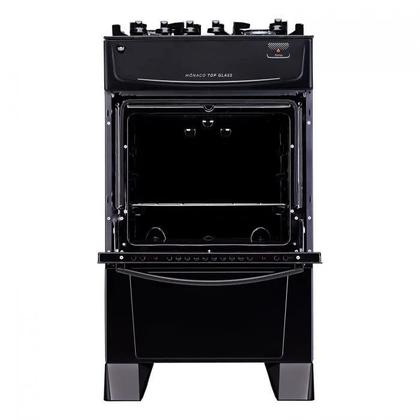 Fogão a Gás 4 Bocas Mônaco Top Glass Preto - Bivolt - ATLAS Imagem de Fogão a Gás 4 Bocas Mônaco Top Glass Preto - Bivolt